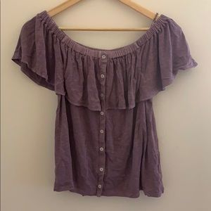 American Eagle purple off the shoulder top